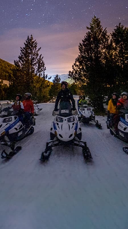 Andorra: Moto de nieve de noche doble 1h – Grau Roig