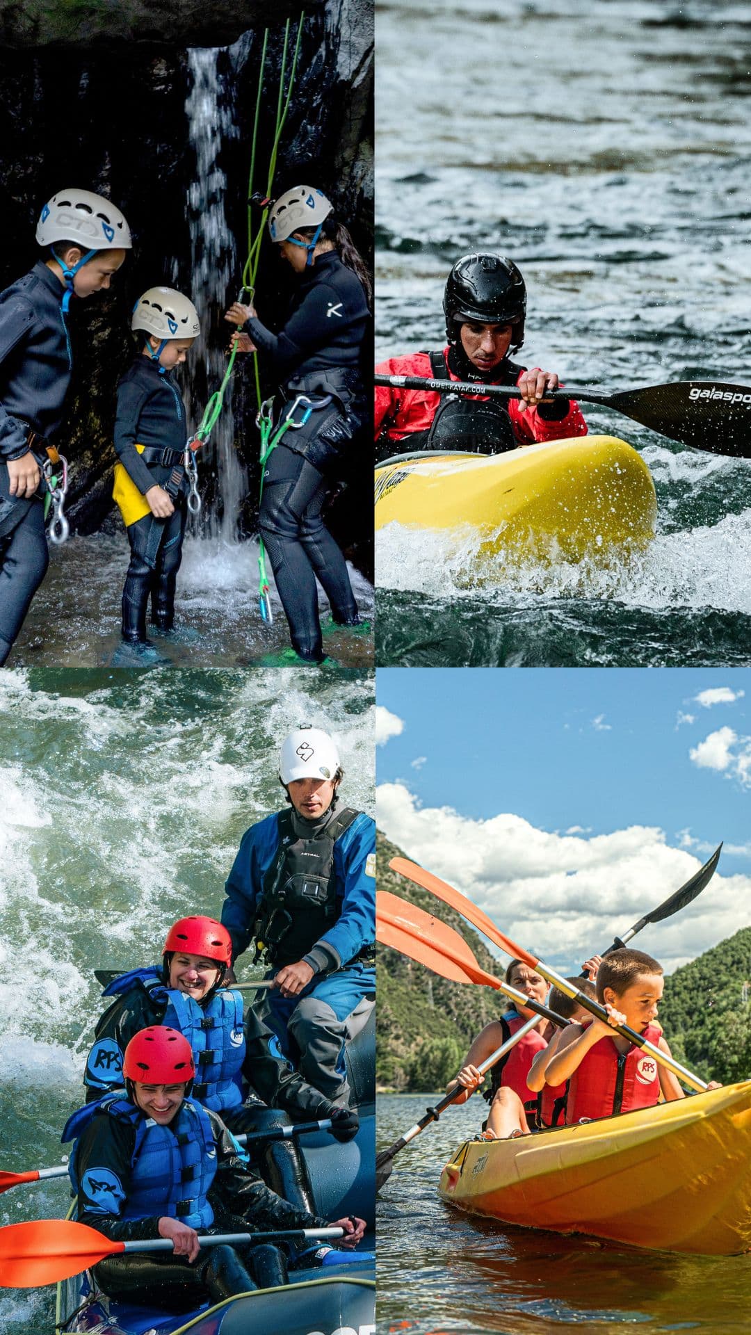 4-Adventure Family Pack in Llavorsí: Rafting, Lake Kayak, River Kayak and Canyoning in the Pyrenees