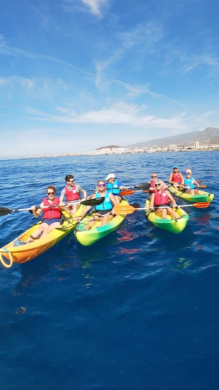 Tenerife: Excursion en kayak ouvert et snorkeling de 2 heures et 30min