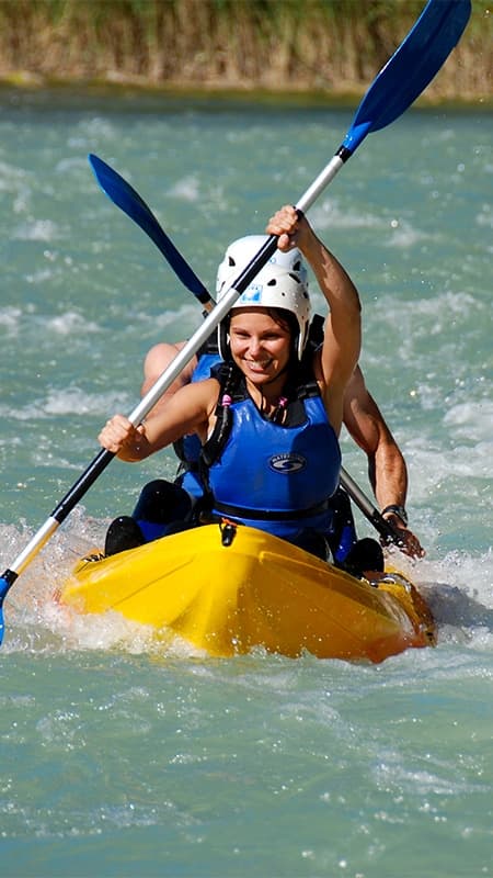 Hard-shell canoe descent on the Gállego river: master the water from within, Murillo de Gállego