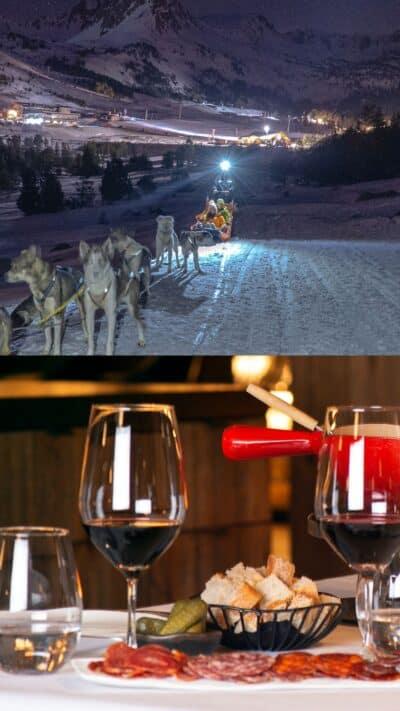 Andorra: PACK Ruta en mushing NOCTURNA de 10km + cena – Grau Roig