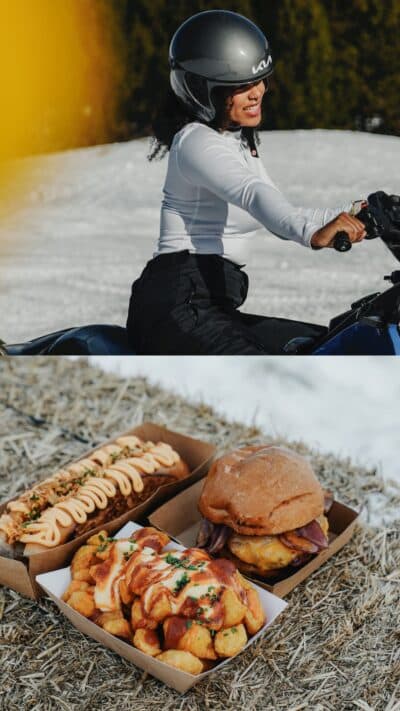 Andorra: Double excursion guidée en motoneige de 30 minutes avec déjeuner dans un foodtruck à Grau Roig